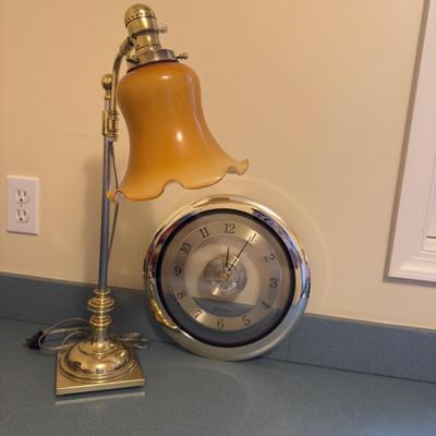 K898 Vintage Brass Bell Table Lamp and Wall Clock