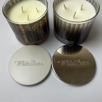 2 New White Barn 3 Wick Candles