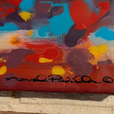 Sale Photo Thumbnail #170: Painting by contemporary artist Manuel Padilla, signed. Acrylic on canvas. 18"x60"