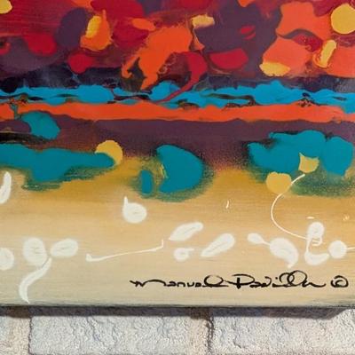 Sale Photo Thumbnail #172: Painting by contemporary artist Manuel Padilla, signed. Acrylic on canvas. 18" x 60"