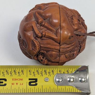 May Japanese Carved Boxwood Tonkotsu Tobacco Box Netsuke