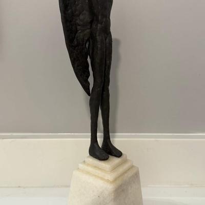 Sale Photo Thumbnail #174: Global Views Bronze Finish Cast iron Headless Angel Sculpture 
Base is tiered and made of white stone. Large heavy piece.
16.5 inches tall, weight 8.5 pounds