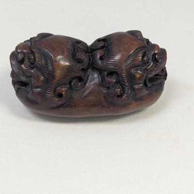 Vintage Carved Dragon Wood Carving Boxwood Decorative Sculpture