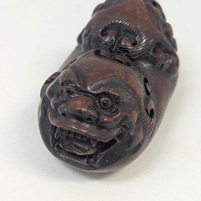 Vintage Carved Dragon Wood Carving Boxwood Decorative Sculpture