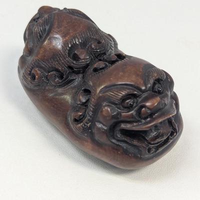 Vintage Carved Dragon Wood Carving Boxwood Decorative Sculpture