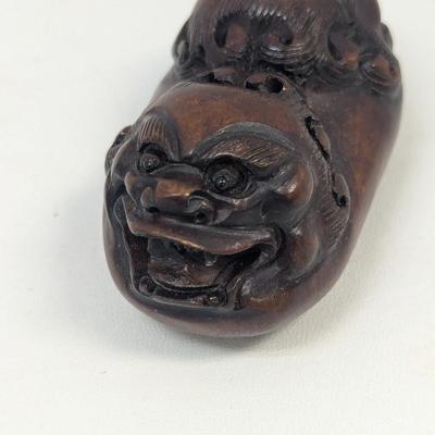 Vintage Carved Dragon Wood Carving Boxwood Decorative Sculpture
