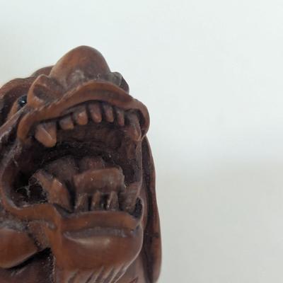 Vintage Carved Dragon Wood Carving Boxwood Decorative Sculpture