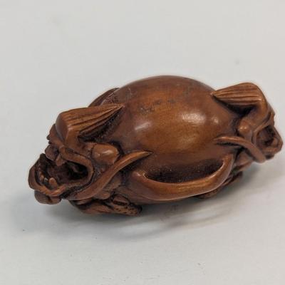 Vintage Carved Dragon Wood Carving Boxwood Decorative Sculpture
