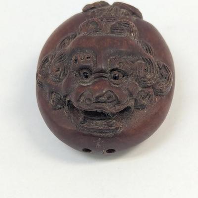 Wood Hand Carved Boxwood Japanese Mythical Animal Fu-Dog