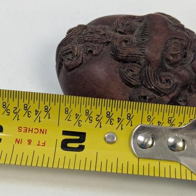 Wood Hand Carved Boxwood Japanese Mythical Animal Fu-Dog