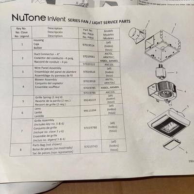 G923 Nutone AN80L Series Ventalation Fan Light