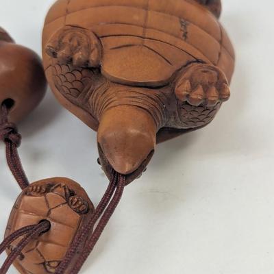 Japanese Carved Wood Tortoise Inro