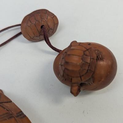 Japanese Carved Wood Tortoise Inro
