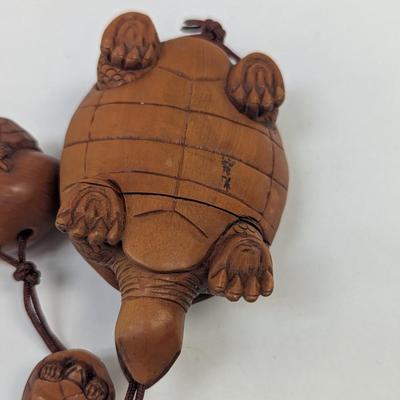 Japanese Carved Wood Tortoise Inro