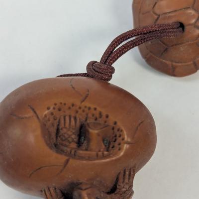 Japanese Carved Wood Tortoise Inro