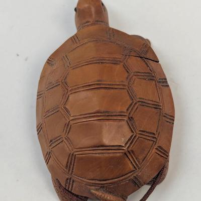 Japanese Carved Wood Tortoise Inro
