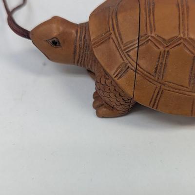 Japanese Carved Wood Tortoise Inro