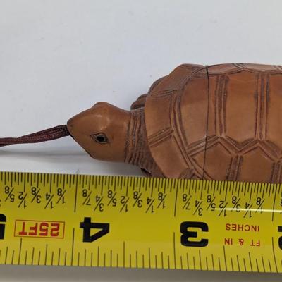 Japanese Carved Wood Tortoise Inro