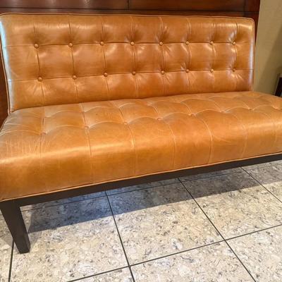 Sale Photo Thumbnail #189: Two seater tufted leather bench/couch