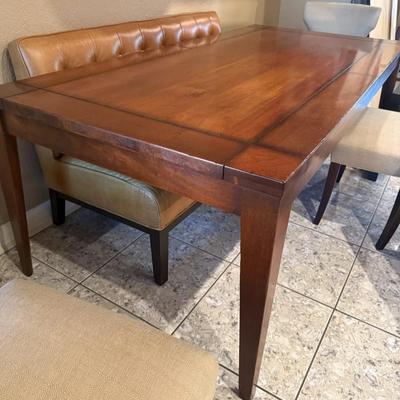 Sale Photo Thumbnail #210: Solid wood dining table, sits 6, heavy good quality steady. Modern design. Not extendable, Single piece top. Measures approximately 83"Lx41"W