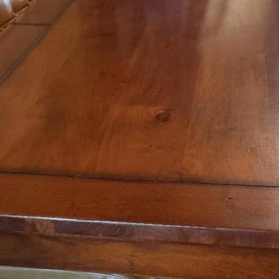 Sale Photo Thumbnail #206: Solid wood dining table, sits 6, heavy good quality steady. Modern design. Not extendable, Single piece top. Measures approximately 83"Lx41"W