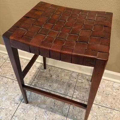 Sale Photo Thumbnail #214: Tall woven brown leather bar stool by South Cone.
Dimensions: 22"Wx18"Dx29.5"H???? need confirmation