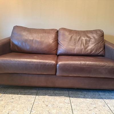 Sale Photo Thumbnail #231: Comfortable couch with a classic design. Chrome legs. 
Measures: 80"L x41"D x31"H (back part)/25"H (front arm )