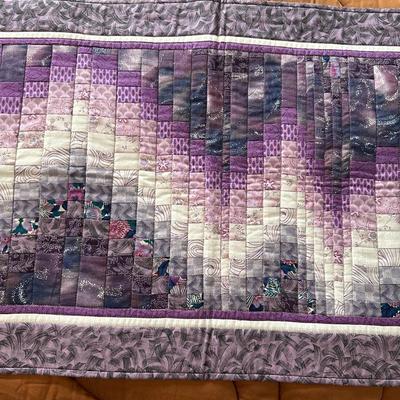 QUILTED WALL HANGINGS AND A CROSS STITCH