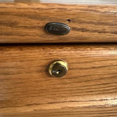 OAK 2-DRAWER FILE CABINET WITH ARRANGEMENT