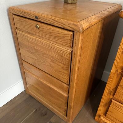 OAK 2-DRAWER FILE CABINET WITH ARRANGEMENT