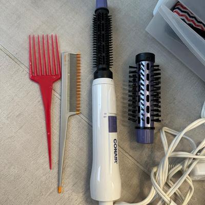 HAIR CARE WITH STORAGE BIN OF MAKEUP