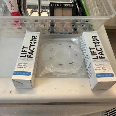 HAIR CARE WITH STORAGE BIN OF MAKEUP