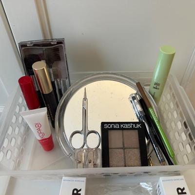 HAIR CARE WITH STORAGE BIN OF MAKEUP