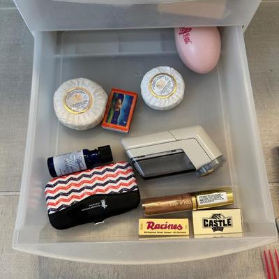 HAIR CARE WITH STORAGE BIN OF MAKEUP