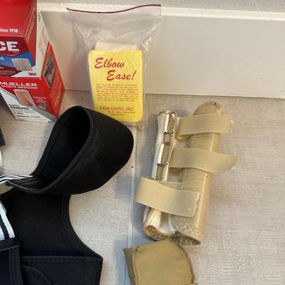 MISC BRACES WITH STORAGE BINS AND A BATH SCALE