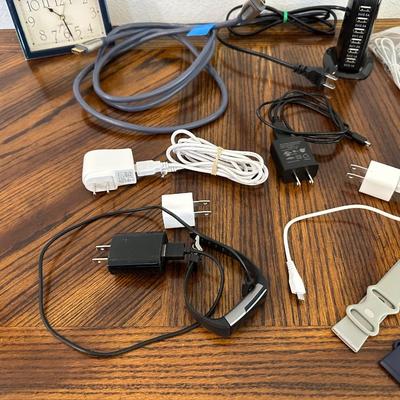 MISC CABLES AND PLUGS, CLOCK AND MORE