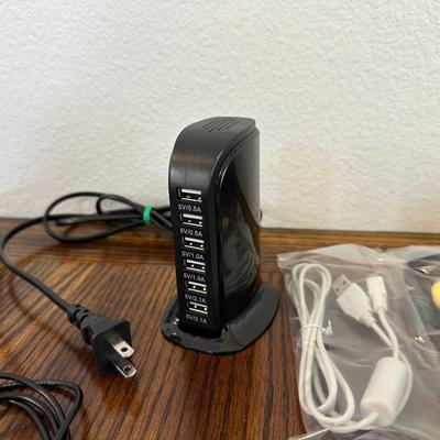 MISC CABLES AND PLUGS, CLOCK AND MORE