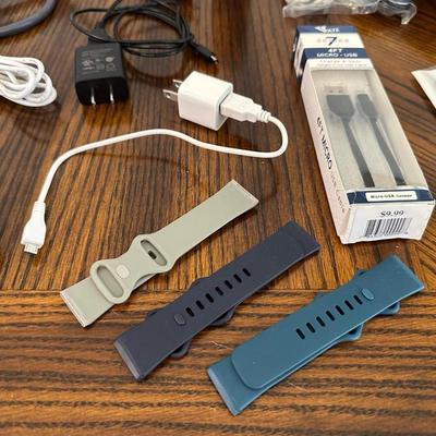 MISC CABLES AND PLUGS, CLOCK AND MORE