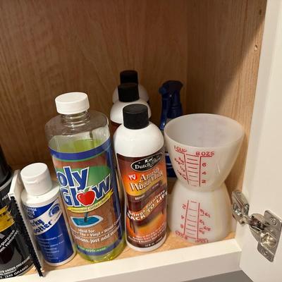 CLEANING SUPPLIES, GLUE, MINK OIL, SPRAY PAINT, ETC.