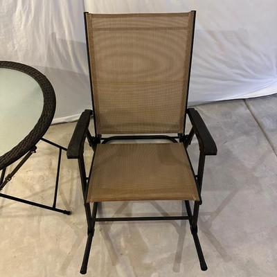 PATIO ROCKER AND GLASS TOP TABLE