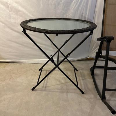 PATIO ROCKER AND GLASS TOP TABLE
