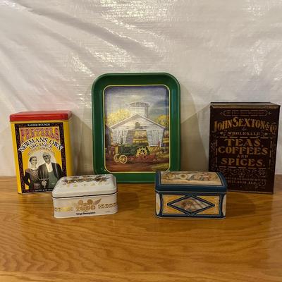JOHN DEERE TRAY AND TIN CANISTERS