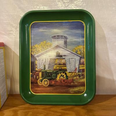 JOHN DEERE TRAY AND TIN CANISTERS