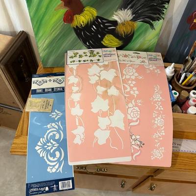ART SUPPLIES AND 2 ORIGINAL PAINTINGS
