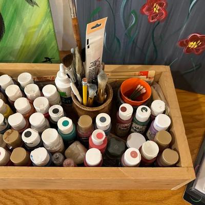 ART SUPPLIES AND 2 ORIGINAL PAINTINGS