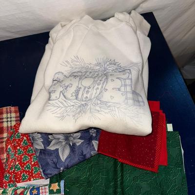 CHRISTMAS FABRIC AND SWEATSHIRTS