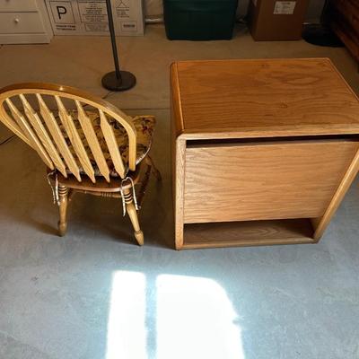 TV STAND AND OAK CHAIR