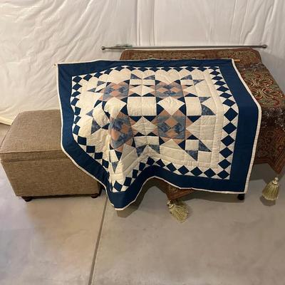STORAGE OTTOMAN AND WALL HANGINGS