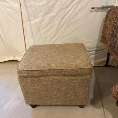 STORAGE OTTOMAN AND WALL HANGINGS