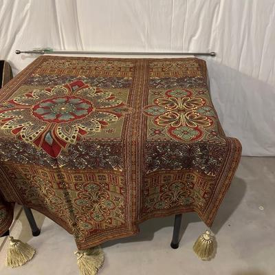 STORAGE OTTOMAN AND WALL HANGINGS